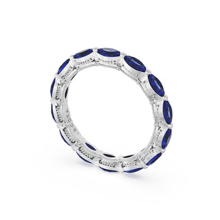 Blue Sapphire Eternity Band in 18kt White Gold