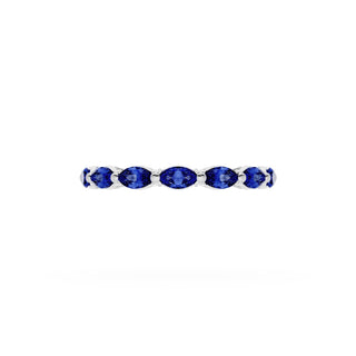 Blue Sapphire Eternity Band in Platinum