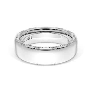High Polish Wedding Band in Platinum