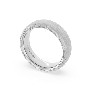 Brushed Finish Wedding Band in 18kt White Gold