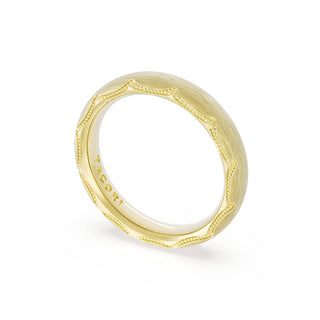 Brushed Finish Wedding Band in 18kt Yellow Gold