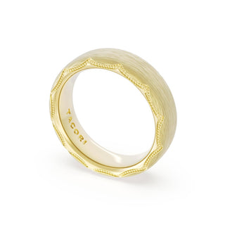 Brushed Finish Wedding Band in 18kt Yellow Gold
