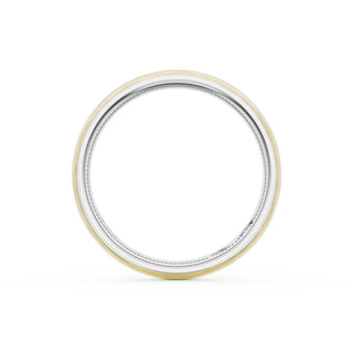 Rounded Brush Finish Wedding Band in 18kt White Gold & 18kt Yellow Gold
