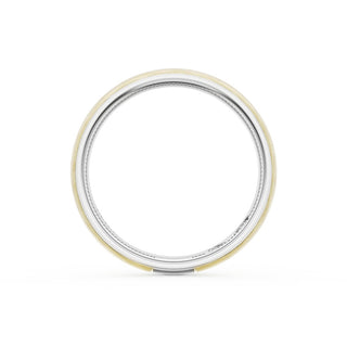 Rounded Brush Finish Wedding Band in 18kt White Gold & 18kt Yellow Gold