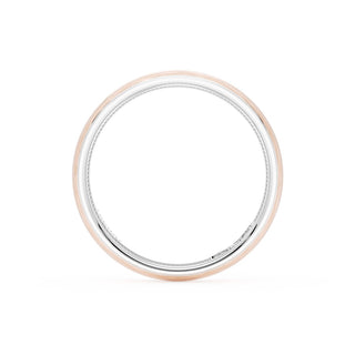 Rounded Brush Finish Wedding Band in 18kt White Gold & 18kt Rose Gold