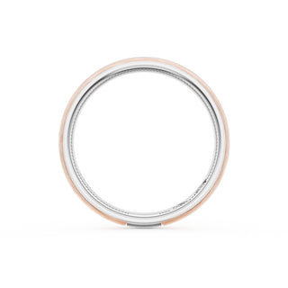 Rounded Brush Finish Wedding Band in 18kt White Gold & 18kt Rose Gold