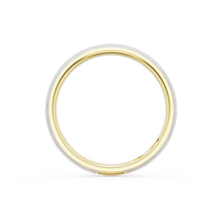 Rounded Brush Finish Wedding Band in 18kt Yellow Gold & 18kt White Gold