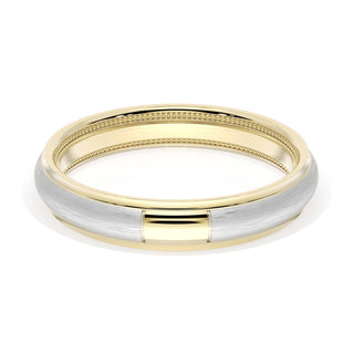 Rounded Brush Finish Wedding Band in 18kt Yellow Gold & 18kt White Gold