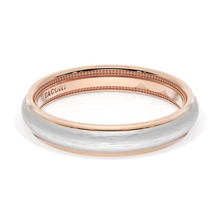 Rounded Brush Finish Wedding Band in 18kt Rose Gold & 18kt White Gold