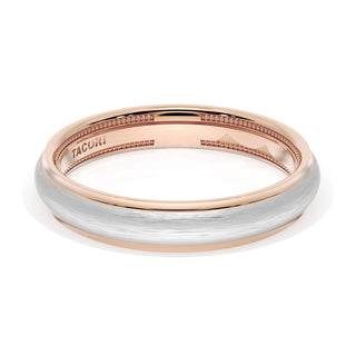Rounded Brush Finish Wedding Band in 18kt Rose Gold & 18kt White Gold