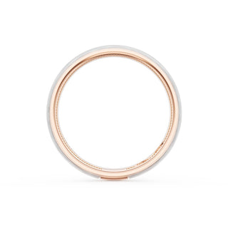 Rounded Brush Finish Wedding Band in 18kt Rose Gold & 18kt White Gold