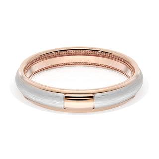 Rounded Brush Finish Wedding Band in 18kt Rose Gold & 18kt White Gold