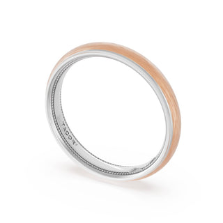 Rounded Brush Finish Wedding Band in Platinum & 18kt Rose Gold