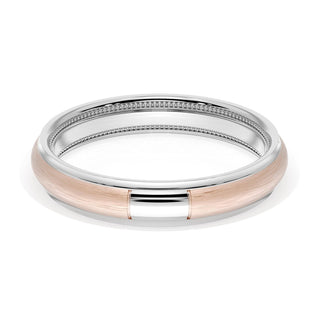 Rounded Brush Finish Wedding Band in Platinum & 18kt Rose Gold