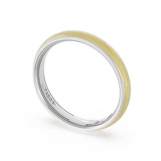 Rounded Brush Finish Wedding Band in Platinum & 18kt Yellow Gold