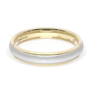 Rounded Brush Finish Wedding Band in 18kt Yellow Gold & Platinum