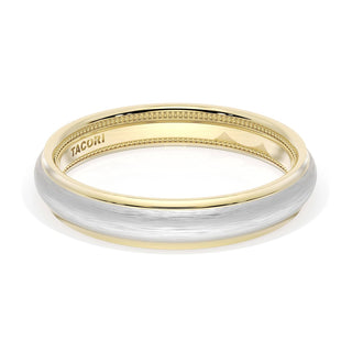 Rounded Brush Finish Wedding Band in 18kt Yellow Gold & Platinum