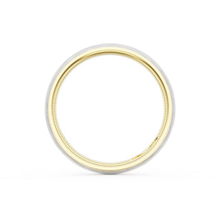Rounded Brush Finish Wedding Band in 18kt Yellow Gold & Platinum
