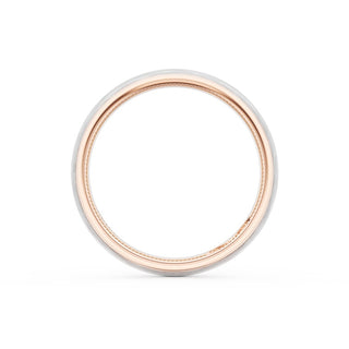 Rounded Brush Finish Wedding Band in 18kt Rose Gold & Platinum