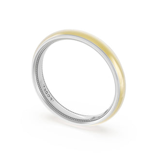 Rounded High Polish Finish Wedding Band in 18kt White Gold & 18kt Yellow Gold