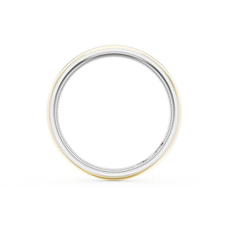 Rounded High Polish Finish Wedding Band in 18kt White Gold & 18kt Yellow Gold