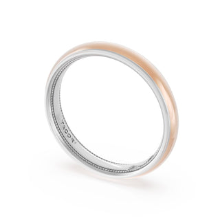 Rounded High Polish Finish Wedding Band in 18kt White Gold & 18kt Rose Gold