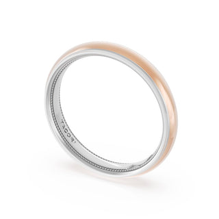 Rounded High Polish Finish Wedding Band in 14kt Rose Gold & 14kt White Gold