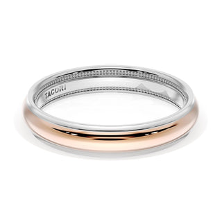Rounded High Polish Finish Wedding Band in 18kt White Gold & 18kt Rose Gold