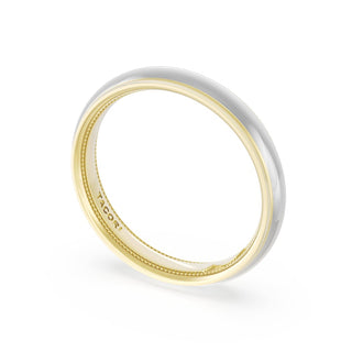 Rounded High Polish Finish Wedding Band in 18kt Yellow Gold & 18kt White Gold
