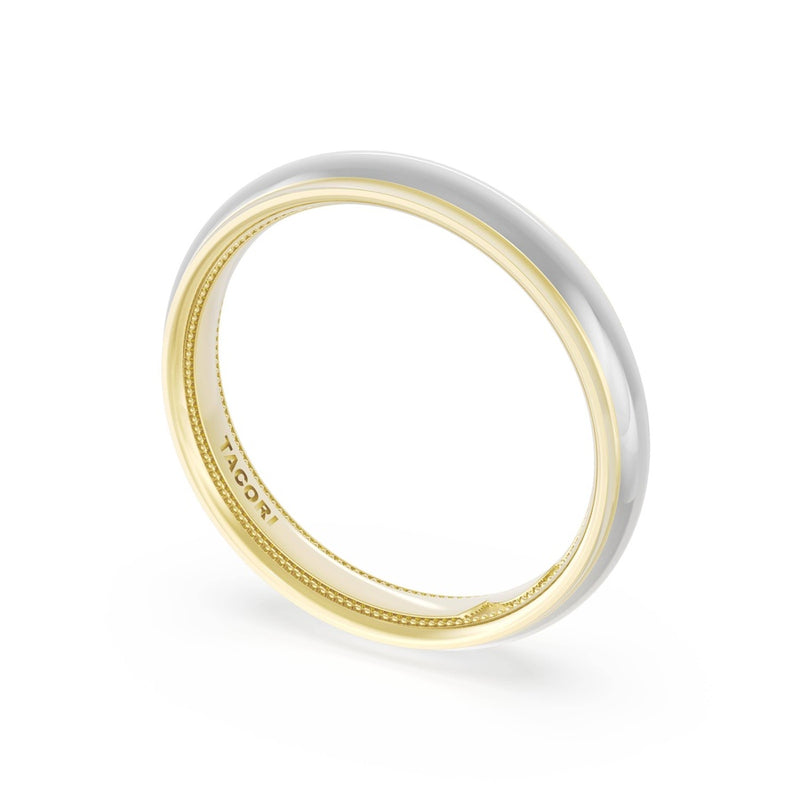 Rounded High Polish Finish Wedding Band in 18kt Yellow Gold & 18kt White Gold