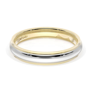 Rounded High Polish Finish Wedding Band in 18kt Yellow Gold & 18kt White Gold