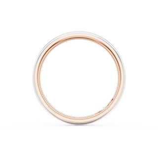 Rounded High Polish Finish Wedding Band in 14kt Rose Gold & 14kt White Gold