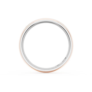 Rounded High Polish Finish Wedding Band in Platinum & 18kt Rose Gold