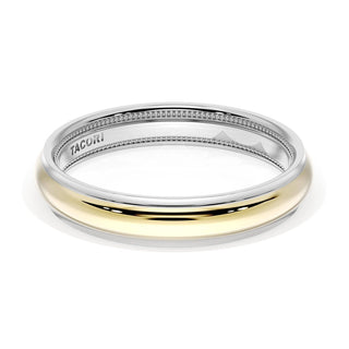Rounded High Polish Finish Wedding Band in Platinum & 18kt Yellow Gold