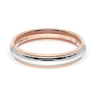 Rounded High Polish Finish Wedding Band in 18kt Rose Gold & Platinum