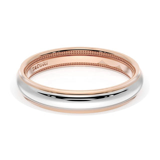 Rounded High Polish Finish Wedding Band in 14kt Rose Gold & 14kt White Gold