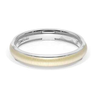 Rounded Satin Finish Wedding Band in 18kt White Gold & 18kt Yellow Gold