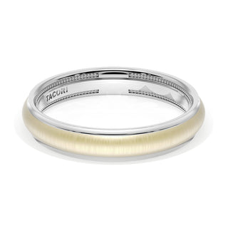 Rounded Satin Finish Wedding Band in 14kt Rose Gold & 14kt White Gold