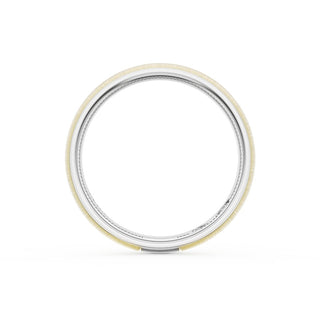 Rounded Satin Finish Wedding Band in 18kt White Gold & 18kt Yellow Gold