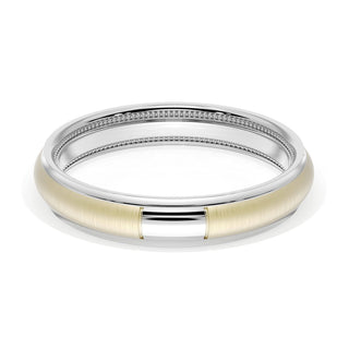 Rounded Satin Finish Wedding Band in 14kt Rose Gold & 14kt White Gold