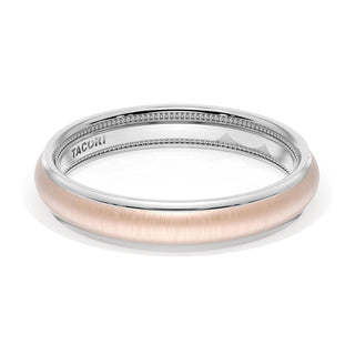 Rounded Satin Finish Wedding Band in 14kt Rose Gold & 14kt White Gold