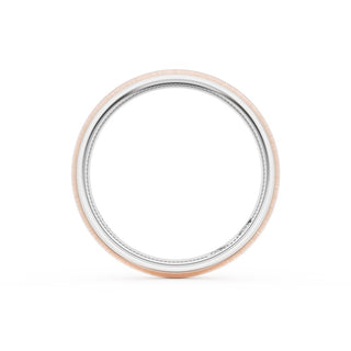 Rounded Satin Finish Wedding Band in 14kt Rose Gold & 14kt White Gold