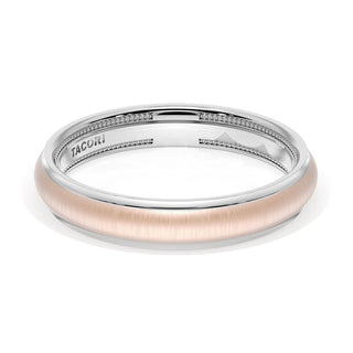 Rounded Satin Finish Wedding Band in 18kt White Gold & 18kt Rose Gold