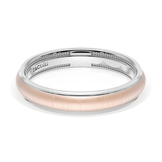 Rounded Satin Finish Wedding Band in 14kt Rose Gold & 14kt White Gold