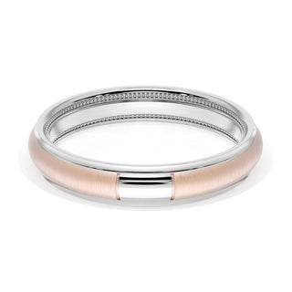 Rounded Satin Finish Wedding Band in 14kt Rose Gold & 14kt White Gold