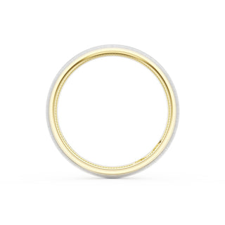 Rounded Satin Finish Wedding Band in 18kt Yellow Gold & 18kt White Gold