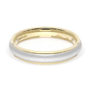 Rounded Satin Finish Wedding Band in 18kt Yellow Gold & 18kt White Gold