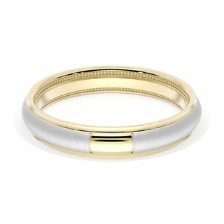 Rounded Satin Finish Wedding Band in 18kt Yellow Gold & 18kt White Gold