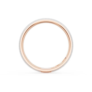 Rounded Satin Finish Wedding Band in 18kt Rose Gold & 18kt White Gold