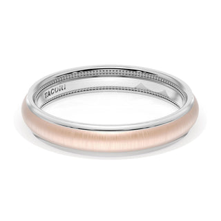 Rounded Satin Finish Wedding Band in Platinum & 18kt Rose Gold